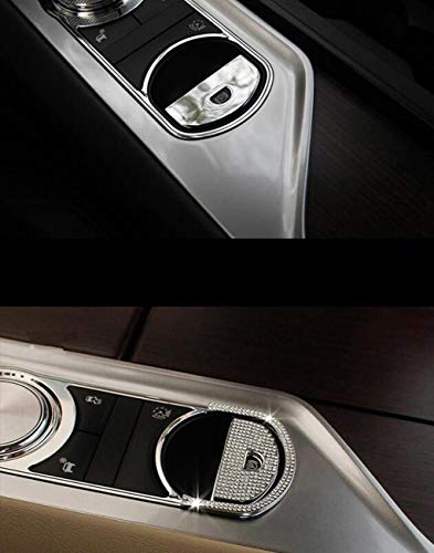YUWATON Car Interior Bling Accessories for Jaguar XJ XF Parking Button Bling Crystal Fashion Rhinestone Decals Ring Car Bling Accessories(Silver)