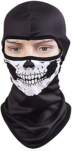 TClian Skull Mask Balaclava Ghost Skeleton Bandana Motorcycle Cycling Balaclava Full Face Masks UV Protective Quick Dry Breathable Military Tactical Airsoft Paintball Masks Halloween Mask(Skull-01)