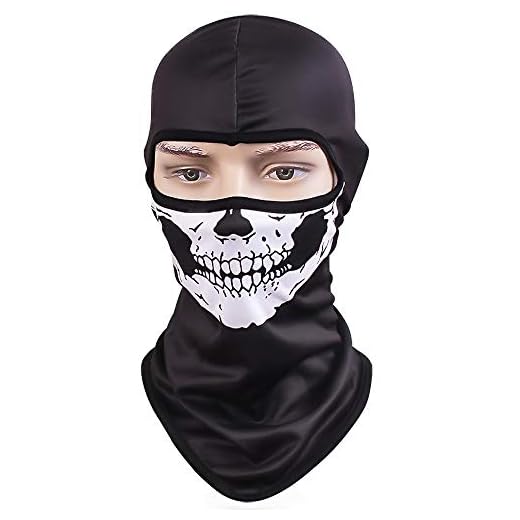 TClian Cagoule passe-montagne tête de mort avec protection UV, séchage rapide et respirabilité pour moto, paintball ou halloween, Skull-01