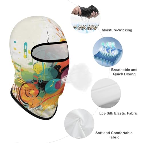 Balaclava máscara de esquí, protección solar cubre cara y cuello con diseño musical abstracto, fresco para verano, unisex miniatura 3
