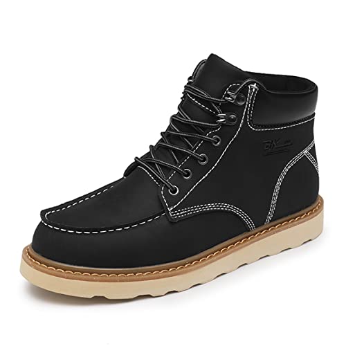 MENS Work Boot High-tops Slip Resistant Protective Leather Shoes Outdoor Sports Fluffing Warm Shoes In Winter Cotton-padded Shose.