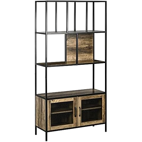 Estantería Industrial HOMCOM con 2 Puertas de Rejilla y Marco de Metal Cover
