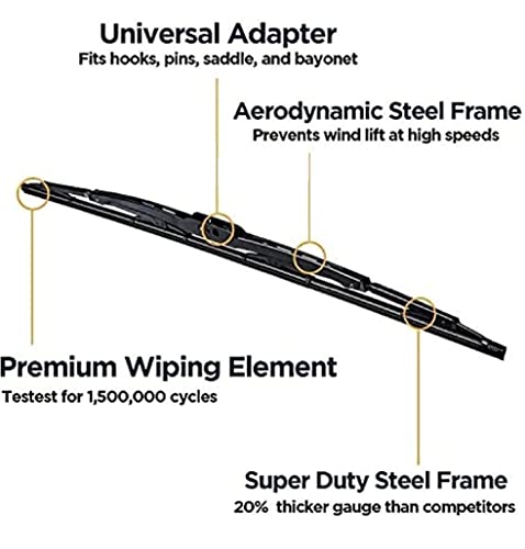 Image of Auto Hub Car Wiper Blade Compatibility with Hyundai Santro Xing (Model : 2003-2015) Windshield Car Wiper Blade Size D-20,P-16