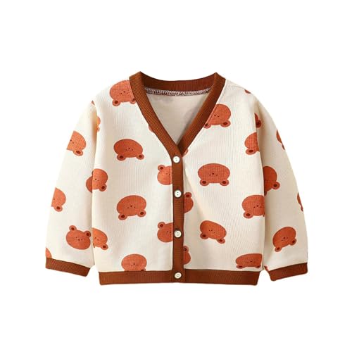 Girls Long Sleeve V Neck Button Knit Cardigan Ribbed Cuffs Sweaters