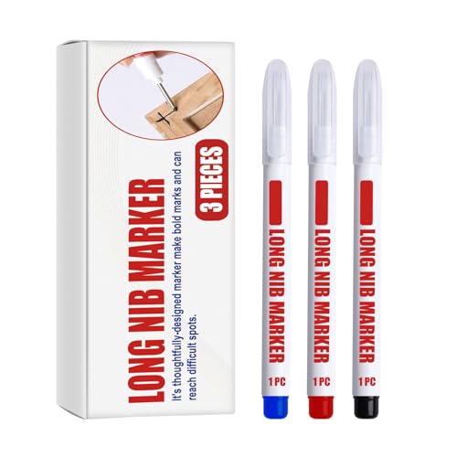 KAHDGSS 3x/Set Waterproof Hole Marker Pen Carpenter Pen Quick-Drying Marker Long Nib Marker Reach Marker