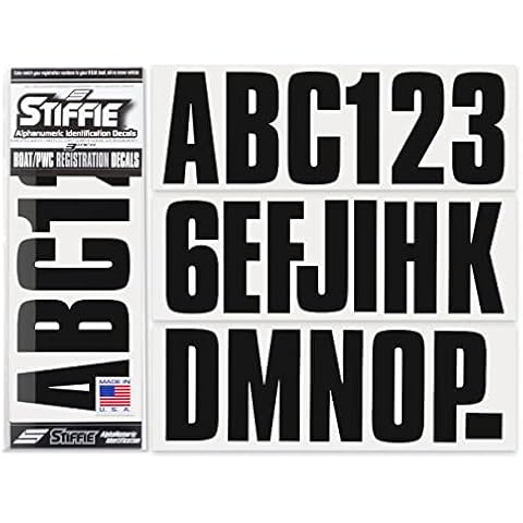STIFFIE Uniline Black 3" Boat & PWC Registration Decals • Numbers Letters Stickers Cover