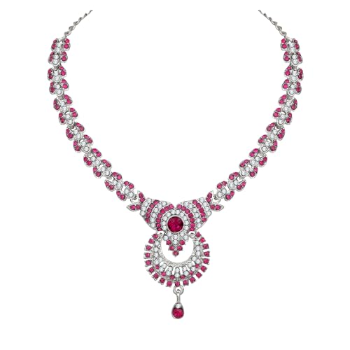 Image of Atasi International Delightful Rhodium Silver Plated Alloy Choker Necklace Set For Women