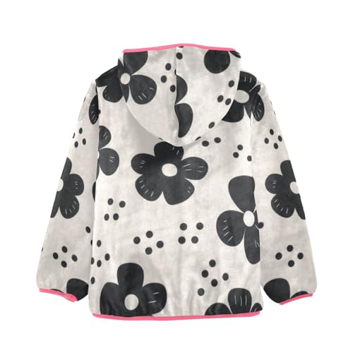 GuoChe Black Flowers Boy Hooded Fleece Jacket2