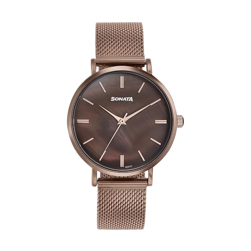 Sonata Quartz Analog Brown Dial Brown Stainless Steel Strap Watch for Women (B0DCND8HN5) Amazon Price History, Amazon Price Tracker