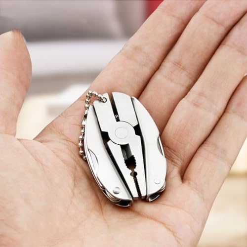 Image of 1Pc's Mini Portable Pocket Plier Keychain Hand Tool Kit, Portability and Functionality with Our Stainless Steel Multifunctional Folding Plier Screwdriver Pocket Tool Set.