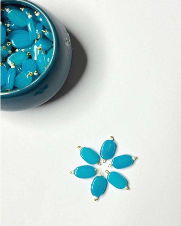 Beads & Crafts: Flat Oval Glass Hanging Beads Chocolate Beads 11mm x 8mm for Jewelry Making, Necklace, Earring, Bracelet, Embroidery, Dresses (Pack of 100 Pcs) (Sky Blue) (B0B94H8S9W) Amazon Price History, Amazon Price Tracker