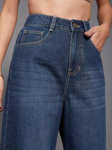 Image of Miss Chase Women's Wide-Leg High-Rise Regular-Length Stretchable Shaping Denim Jeans