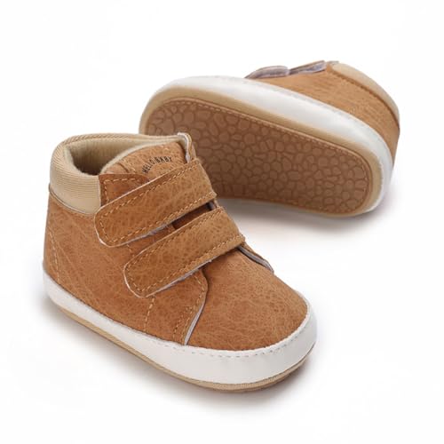 Image of Clowora Baby Boys Girls Shoes Non-Slip Rubber Sole Sneakers Infant First Walking Toddler Crib Shoes Newborn Loafers Flats. (15 /Yellow,0-6 Months)