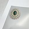 Emerald Green Oval Rhinestone Flower CZ Brooch Pin... #3