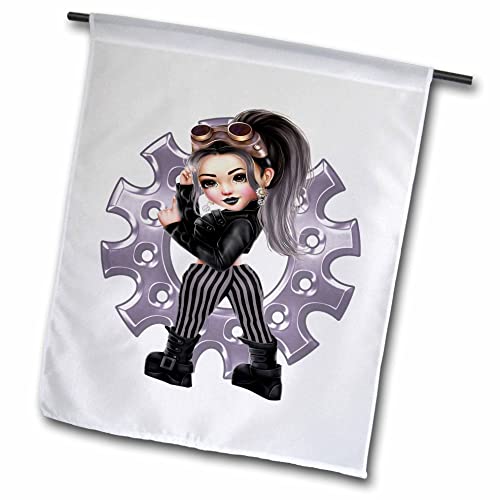 3dRose Dark Haired Glamour Steampunk Girl Illustration - Flags (fl_354918_1)