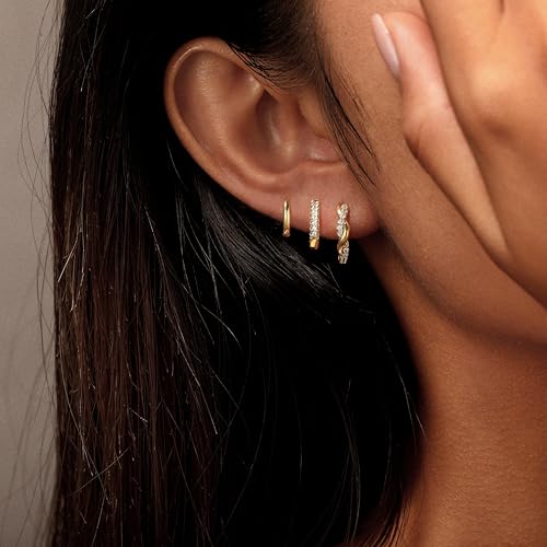 Dainty Gold Hoop Earrings for Women Trendy 14K Gold Plated Dangle Stud Earrings Waterproof Hypoallergenic Stacks Huggie Hoop Earring Jewelry Gifts3