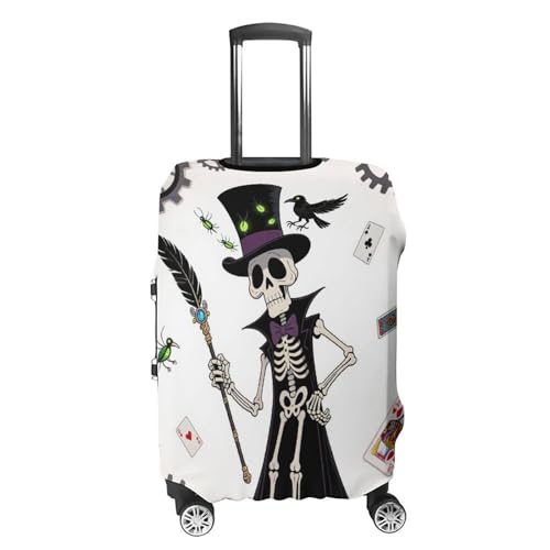 Magic Wand Skeleton Magician Elastic Luggage Cover Suitcase Protector for 19-32 Inch Suitcases | Universal Stretchable Travel Bag Cover | Anti-Scratch, Washable with Zipper Closure M4