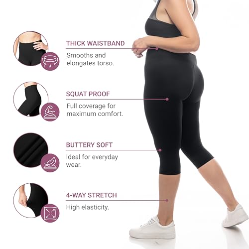 image for SATINA Womens High Waisted Capri Leggings Pants -for Tummy Control, Yo