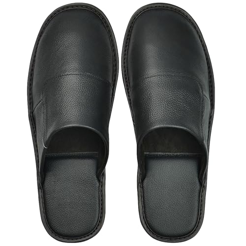 Hwayslon Leather Slippers Men's Women's Leather Room Shoes Natural Cowhide Luxury Solid Color Unisex2