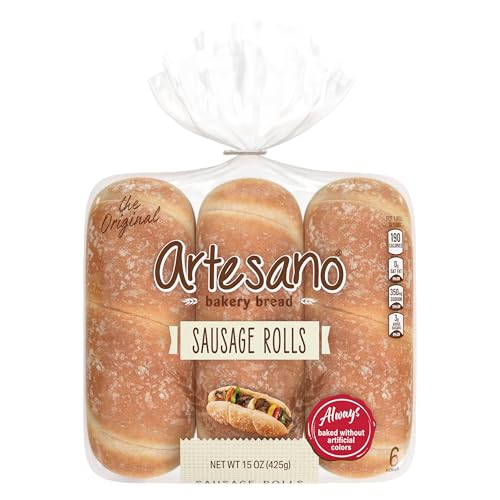 Artesano Plain Sausage Rolls, 6 count, (2.5 oz each), Sub Hoagie Rolls, 15 oz Bag