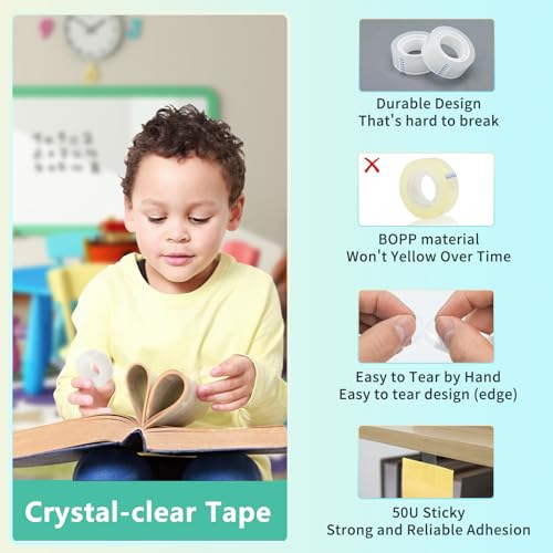 Image of OWLKELA 16 Rolls Tape Refills, Clear, 0.7 inch x 1000 inch