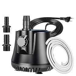 Bomba de Agua Sumergible 25W 1500L/H Bomba de Acua...: Potencia: 25W altura de elevación : 1.8 metros, Caudal de agua: 1500 L/H, Cable de alimentación: 1.5 m. Incluye 2 boquillas (13 mm, 16 mm ), compatible con tuberías de diferentes tamaños. Ideal para acuarios, estanques, fuentes de jardín, peceras, si...