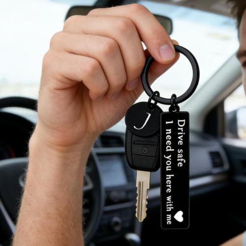 Image of drive safe keychain for him key rings for her men boyfriend