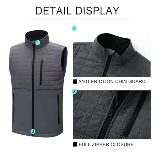 Men's Lightweight Softshell Vest Outerwear Windproof Sleeveless Jacket for Golf Running Hiking3