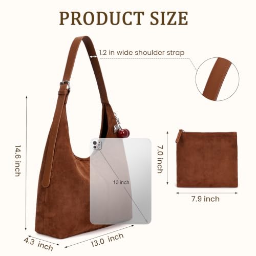 Image of Slouchy Suede Hobo Bag Brown Faux Suede Purse Large Fall Shoulder Bag