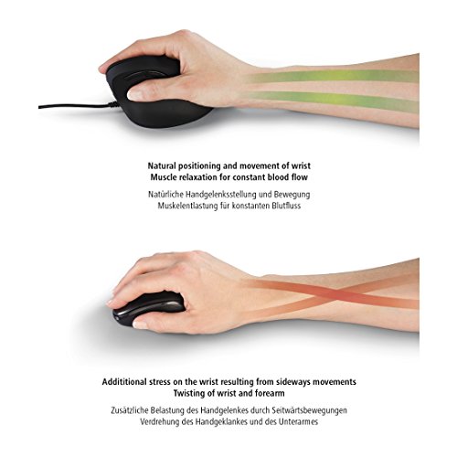 Hama | Ratón ergonómico con Cable (ratón Vertical para diestros, 3 Niveles de Velocidad hasta 1800 dpi, ratón con Cable contra el Codo de tenista) Negro - imagen 12