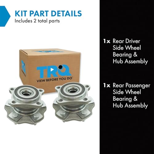 Image of TRQ Rear Wheel Bearing and Hub Assembly Set 2 Piece Compatible with 10-15 Lexus RX350 16-22 21-23 Toyota Highlander 21-22 Sienna AWD Models