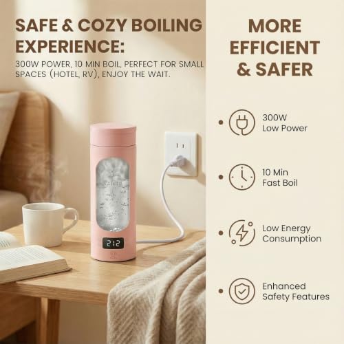 Image of Portable Electric Kettle For Travel, 120V, 450ml, 4 Temperature Control