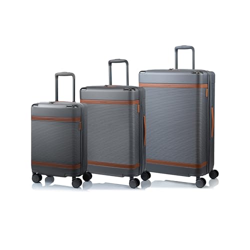 CHAMPS 'VINTAGE III COLLECTION' 3-PIECE EXPANDABLE HARDSIDE SPINNER LUGGAGE SET WITH USB PORT (GREY)