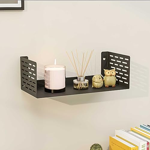 Image of Spillbox Metal Shelf|Storage Rack|Multipurpose Metal Rack|Floating Wall Shelves|Bathroom Shelves|CD /DVD Organizer|Heavy-Duty Storage|Bookshelf |Plant Stand|Lohe Ki Almari- U Shape Shelf(Small, Black)