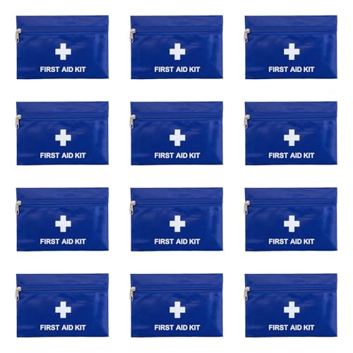Image of First Aid Bags Empty,Mini First Aid Pouch Empty,Mini First Aid Kit Bulk,Zipper Pouches for Emergency,Travel and Outdoor (Blue 12 Pack, 5.5 * 7.8 inch)