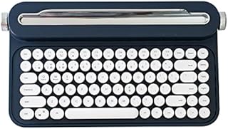 YUNZII ACTTO B305 Wireless Keyboard, Retro Bluetooth Typewriter Keyboard with Integrated Stand for Multi-Device (B305 English, Midnight)