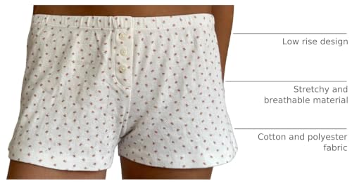 Image of Womens Y2K Pajama Shorts Low Waist Striped Floral Lounge Boxers Pj Bottoms Comfy Sleep Shorts