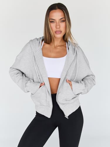 Trendy Queen Hoodies for Women Full Zip Up Cropped Sweatshirts Jackets Casual Comfy Gym Tops Fall Outfits Winter Clothes 20252