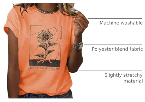 Image of Anbech Womens Dandelion Graphic T-Shirts Teen Girls Cute Sunflower Print Casual Tee Tops