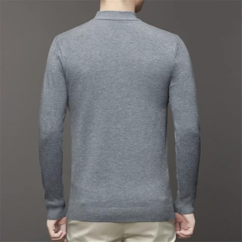 Men Knit Tops Pullover Warm Basic Autumn Winter Mock Neck Solid Sweater3