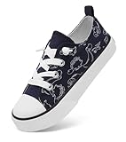 Boys Dinosaur Cushioned Canvas Shoes Slip On Sneakers Soft and Durable Blue