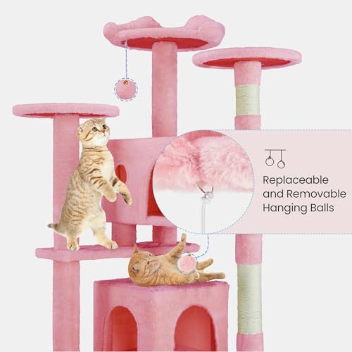 Torre para gatos de 54 pulgadas con rascador y perchas miniatura 4