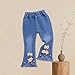Toddler Girls 3D Bow Stretchy Flare Jeans - Casual Elastic High Waisted Bell Bottom Cute Denim Pants for 0-6 Years