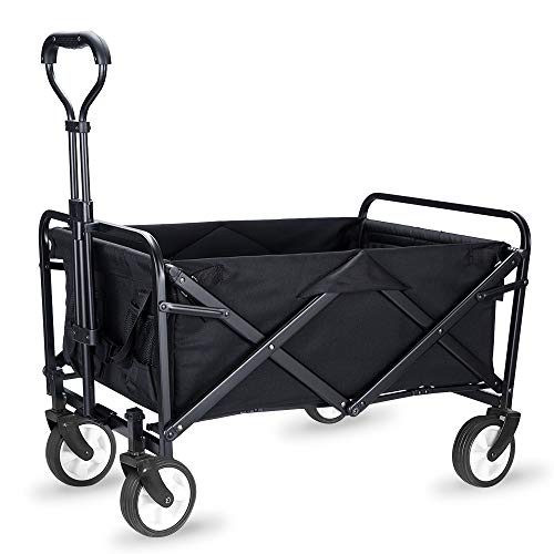 WHITSUNDAY Collapsible Folding Garden Outdoor Park Utility Wagon Picnic Camping Cart with Replaceable