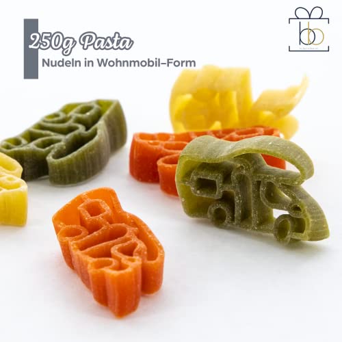 Bull & Bear bunte Wohnmobil Nudeln 250g, Motivnudeln aus Hartweizengrieß, handgefertigt in deutscher Manufaktur, Pasta Geschenk