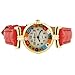 Glass Of Venice Murano Glass Millefiori Watch with Leather Band - Red Multicolor