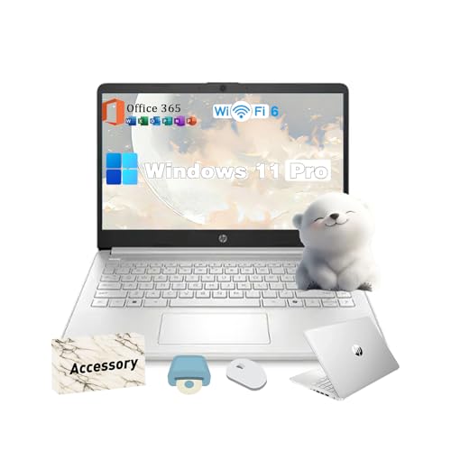 HP 2025 14-inch Laptop Computer - Windows 11 Pro | AI-Powered | 11 Hr Batter & Fast Charging | 14 inch HD | N150 | 1-Year Microsoft Office 365 | 16GB RAM, 128GB UFS | Silver