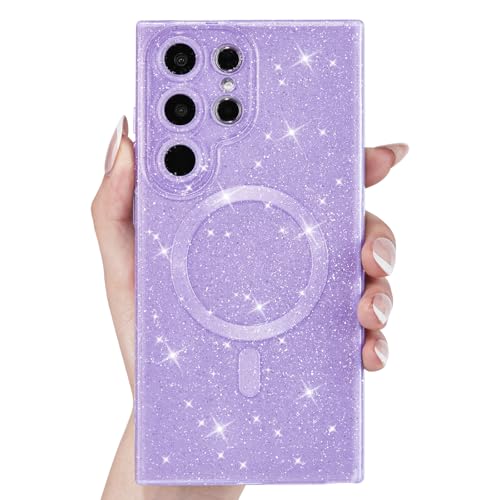 Coque Samsung S24 Ultra paillettes lilas compatible MagSafe par Svanove