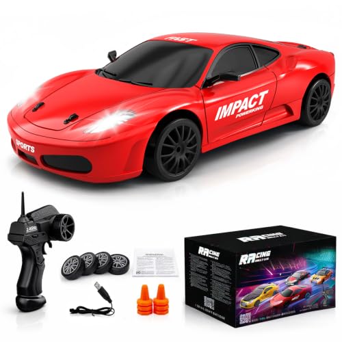 Image of Remote Control Car RC Drift Car 2.4GHz 1:24 Scale 4WD 15KM /H High Speed Model Vehicle with LED Lights Drifting Tire Racing Sport Toy Car for Adults Boys Girls Kids Gift