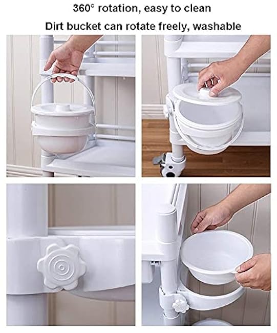 Carts Trolley Movable Carts, Kitchen Storage Hand Trucks, Beauty Utility Service Cart Abs Trolley with Drawer,Dirt Bucket/White/66X45X90Cm-PwpSA1ZP